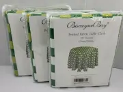 3x Biscaynebay Printed Checkered Fabric Tablecloths Resistant Green Yellow 70"R