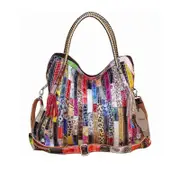 Nevenka Womens Multicolor Boston Bag Leather Large Tote Handbag