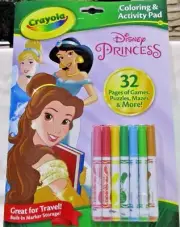 Crayola Disney Princess Kit Coloring Activity Pad Markers Games Puzzles Mazes