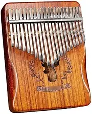 Wooden Thumb Piano Comfortable Grip Kalimba 21 Keys with Tune Hammer, Cleaning Cloth Finger Piano for Parties Camping, Travel Portable(Brown A)