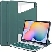 Keyboard Case for Samsung Galaxy Tab S6 Lite 10.4 Inch(2024/2022/2020),Shockproof Smart Tablet Cover Case with Detachable Wireless Keyboard S Pen Holder,Green