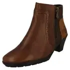 Ladies Rieker Leather Fleeced Lined Heeled Double Zip Casual Ankle Boots 57186