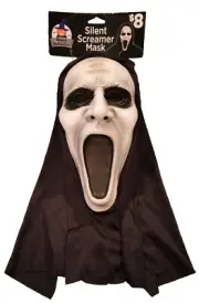 Scream Ghost Face SILENT SCREAMER EU Happy Halloween MASK Scary Movie Cloth Back