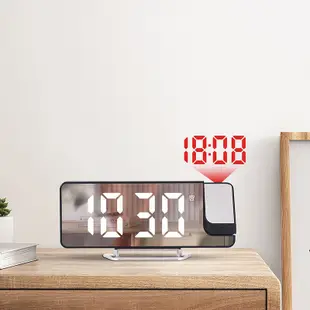 網紅爆款LED大屏鏡面投影鬧鐘顯示溫度感應電子時鐘熱銷673