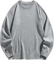 [Gsywaipei] Men's Basic Long Sleeve Knit Pullover Solid Color Casual Male Knits Sweaters Crew Neck Slim Fit Knitted Sweater