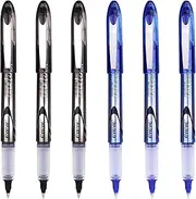 EYEYE 0.7mm Rollerball Pens 3 Black 3 Blue, Quick Dry Liquid Ink Roller Ball Pen Medium Point, Needle Tip Ink Pen Fine Point Smooth Writing Pens for Journaling, Note Taking, Office, School Supplies