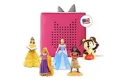 Toniebox Audio Player Starter Set with Cinderella, Belle, Moana, Tangled, and Playtime Puppy - Listen, Learn, and Play with One Huggable Little Box - Pink