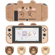 GeekShare Protective Case for Nintendo Switch Bear Plush + 4PCS Thumb Grip Caps