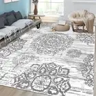 HEBE Washable Area Rug 6'x9' Non Slip Soft Distressed Medallion Bedroom & Liv...