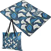 Yoogain Picnic Mat Cute Picnic Portable Play Mat for Grass Concert Blanket White and Blue Calla Lilies 60x80in