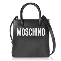 在飛比找蝦皮購物優惠-MOSCHINO 全新正品黑色logo皮革二用手提側背包