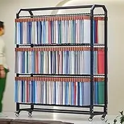 Commercial Exhibitors Of Color Cards For Textile Fabrics, Mobile Shelf For Cloth Rolls With Adjustable Bar To Hang And Brake Wheels, Organizer For Vinyl Rolls, P