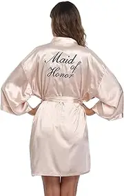 [Super Shopping-zone] Women's Pure Short Silky Robes Bridesmaid Bride Party Satin Robes Sleepwear
