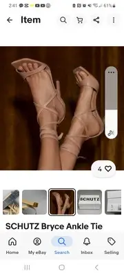 SCHUTZ Bryce Ankle Tie Women's Leather High Heel Sandal Light Nude Sz 10.5B (New
