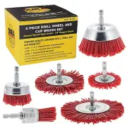 6-Piece Nylon Wire Brush Set for Drilling and Abrasive Cleaning