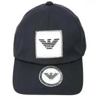 在飛比找Yahoo奇摩購物中心優惠-Emporio Armani 老鷹皮革標誌尼龍棒球帽(深藍色