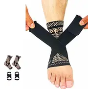 Copper Ankle Brace (1 Pair) Copper -Ankle Brace for Sprained Ankle with Adjustable Strap,-Compression Ankle Support Brace Heel Brace for Achilles Tendonitis, Plantar Fasciitis