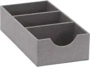 Grey 7271 Deep 3 Section Drawer Organizer Box For Storage 12 In X 6.13 In X 3.13