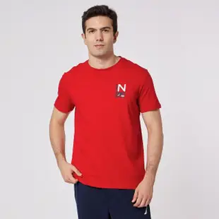 【NAUTICA】男裝 品牌LOGO旗語短袖T恤(紅色)