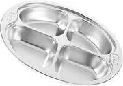 HEALEEP Stainless Steel Divided Plates for Compartment Serving Platter Shatterproof Portion Control Plates Safe Easy to Clean for Home Kindergarten Camping