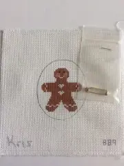 Kris 18 Ct GINGERBREAD MAN Pin/Ornament Hand painted Needlepoint Canvas