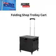 Folding Shopping Trolley Cart Portable Grocery Basket Rolling Wheels with Cover
