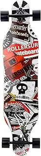 Sports Longboard Street Skateboard, 31.2" 9-Layer Maple Wood Four-Wheel ABEC-9 Bearing Peace Guard Pattern Skateboard Adult Road Brush Street Dance Board