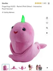 Fingerlings Hugs Plush Toy Rachael Narwhal Pink Glitter Interactive Cuddly NEW