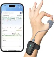 Bluetooth Blood Oxygen Monitor Health Tracker | Overnight O2 Saturation Level and Heart Rate, Smart O2 Sensor, Finger Ring with Free APP &PC Report