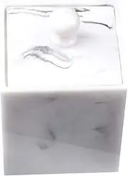 Cotton Swab Box Resin Marble Square Box Cosmetic Jar for Cotton Swabs Round Balls Makeup Sponges Bath Salts-White