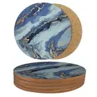 Coasters for Drinks 6 Pcs Abstract Blue Marble Coasters Absorbent Coffee Tabl...