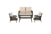 4 Piece Outdoor Furniture Setting Lounge Dining Set Wicker Garden Patio Steel Frame