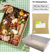 10 x Grazing Box with Clear Window Lid Disposable Takeaway Food Contaienr Trays