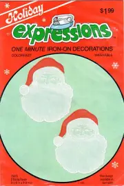 Dritz Holiday Expressions Iron-On Appliqué Kit 75015 "2 Santa Faces" Washable