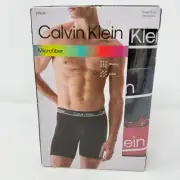 New 3 Calvin Klein Mens XL Microfiber Boxer Briefs Black Red Underwear Stretch