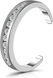 [Hoops & Loops] Sterling Silver Channel Cubic Zirconia CZ Toe Ring