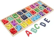 GALPADA Funny Alphabet Puzzle Toys for Boys and Girls Wooden Alphabet Blocks Set Storage Tray Educational Learning Toy Reusable Children's Plaything