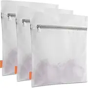 Polecasa Premium Fine Mesh Laundry Bags with Sturdy Zipper for Delicates - 3 Pack Medium Durable Laundry Wash Bags - Protect Clothes in Washing Machine - 12 x 16 Inches