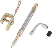 X AUTOHAUX 1 Set 90 Degrees Copper Tire Valve Extension with Flexible Stainless Steel 125mm Tyre Valve Stem Extender for Car Motorcycle RV Truck Bike