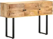 Solid Mango Wood Sideboard Cabinet, 116x35x75 cm, Durable Industrial Storage Solution for Living Room & Kitchen, Small Buffet