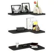NNETM Contemporary Black Corner Floating Shelves - Set of 3