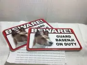 BEWARE GUARD DOG ON DUTY: BASENJI New Scandical Plastic SIGNS LOT of 2