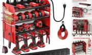 Power Tool Organizer Wall Mount with Charging Station,Tool Storage Rack with 8