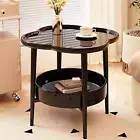 2 Tier Side Table, Small Tea Table, Coffee Table, Sofa Table for Bed, Dining