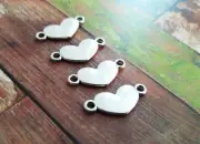 10 Heart Charms Connector Links Stamping Blanks Pendants 2 Hole Charms
