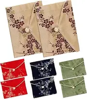 minkissy 8PCS Hand Embroidered Silk Brocade Jewelry Pouches Elegant Buckle Bags for Rings Necklaces Accessories present for Women