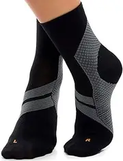 ZaTech Plantar Fasciitis Sock, Compression Socks. Heel, Ankle & Arch Support. (Black/Grey, Medium)