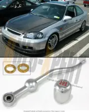 FOR 1988-2000 HONDA CIVIC CHROME DUAL BEND SHORT THROW SHIFTER+ SHIFT KNOB (for: Honda)