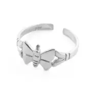 925 Sterling Silver Butterfly Toe Ring - Adjustable - Knuckle, Thumb