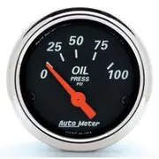 Autometer Designer Black Oil Pressure Gauge Electric - 0 - 100 PSI, 2 1/16 Inch, Short Sweep, AU1426